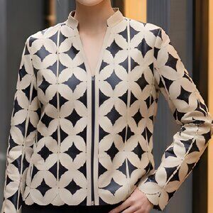 Tops Womens Shirt Sheer Blouses Jacket Leather Outfit Handmade Leaf